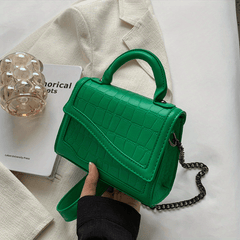 Asymmetrical Crossbody Bag PU Leather Metal Chain Mini Handbag