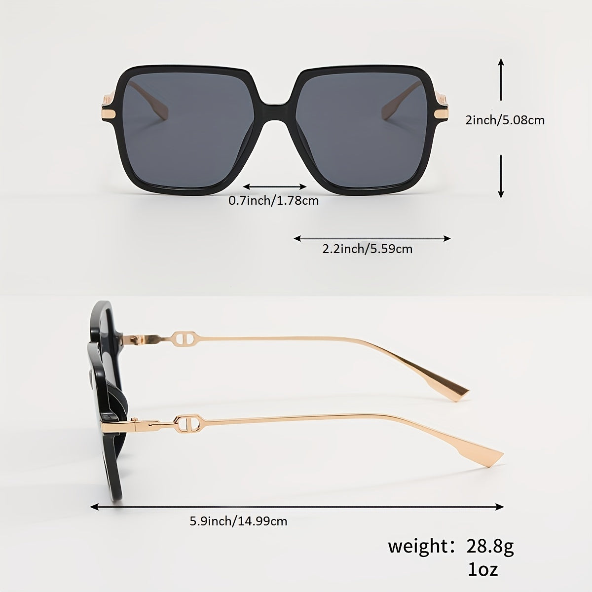 Square Frame Sunglasses Metal Temple Glasses UV400