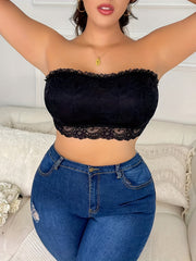 Plus Size Tube Bra Women's Plus Floral Lace Bandeau