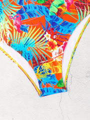  Boho Swimsuit Women's Plus Tropical Print One Piece Bathing Suit