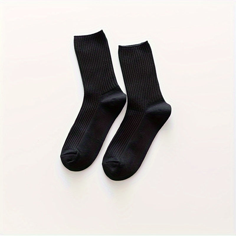 6 Pairs Solid Socks Comfy & Breathable Women's Stockings