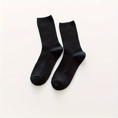 6 Pairs Solid Socks Comfy & Breathable Women's Stockings