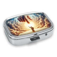 Devout Worship Metal Medicine Box 2 Compartment Square Mini Portable Travel Pock