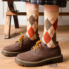 5 Pairs Argyle Crew Socks for Women