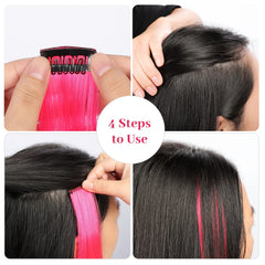 Y2K 5pcs Long Straight Highlight Hair Extension Clip-In Cosplay Synthetic