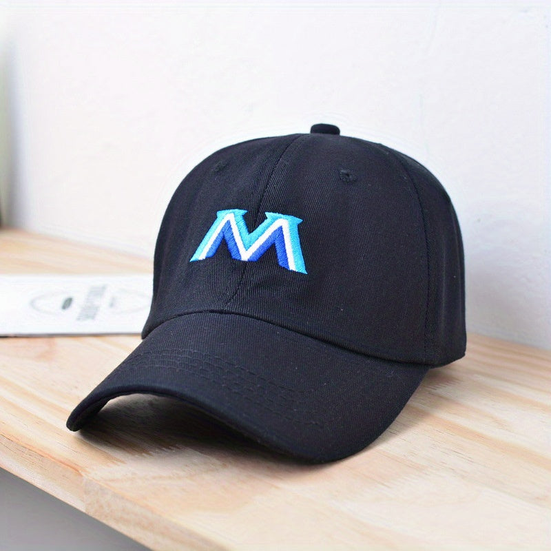 M Embroidery Baseball Cap Solid Casual Dad Hats Unisex