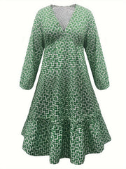  Floral Print Long Sleeve Smock Dress