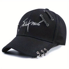 Hip Hop Couple Baseball Cap Embroidery Ring Decor Unisex Sun Hat