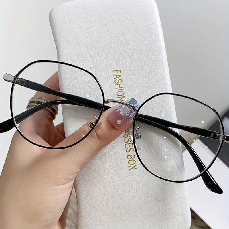 Clear Lens Eyeglasses Round Frame Thin Metal Temple Minimalist Eyewear