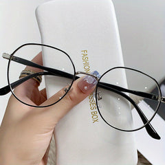 Clear Lens Eyeglasses Round Frame Thin Metal Temple Minimalist Eyewear