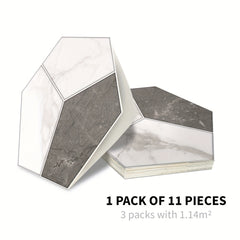11pcs Gray brown Marble Pattern Hexagonal Floor Stickers Waterproof Anti-slip