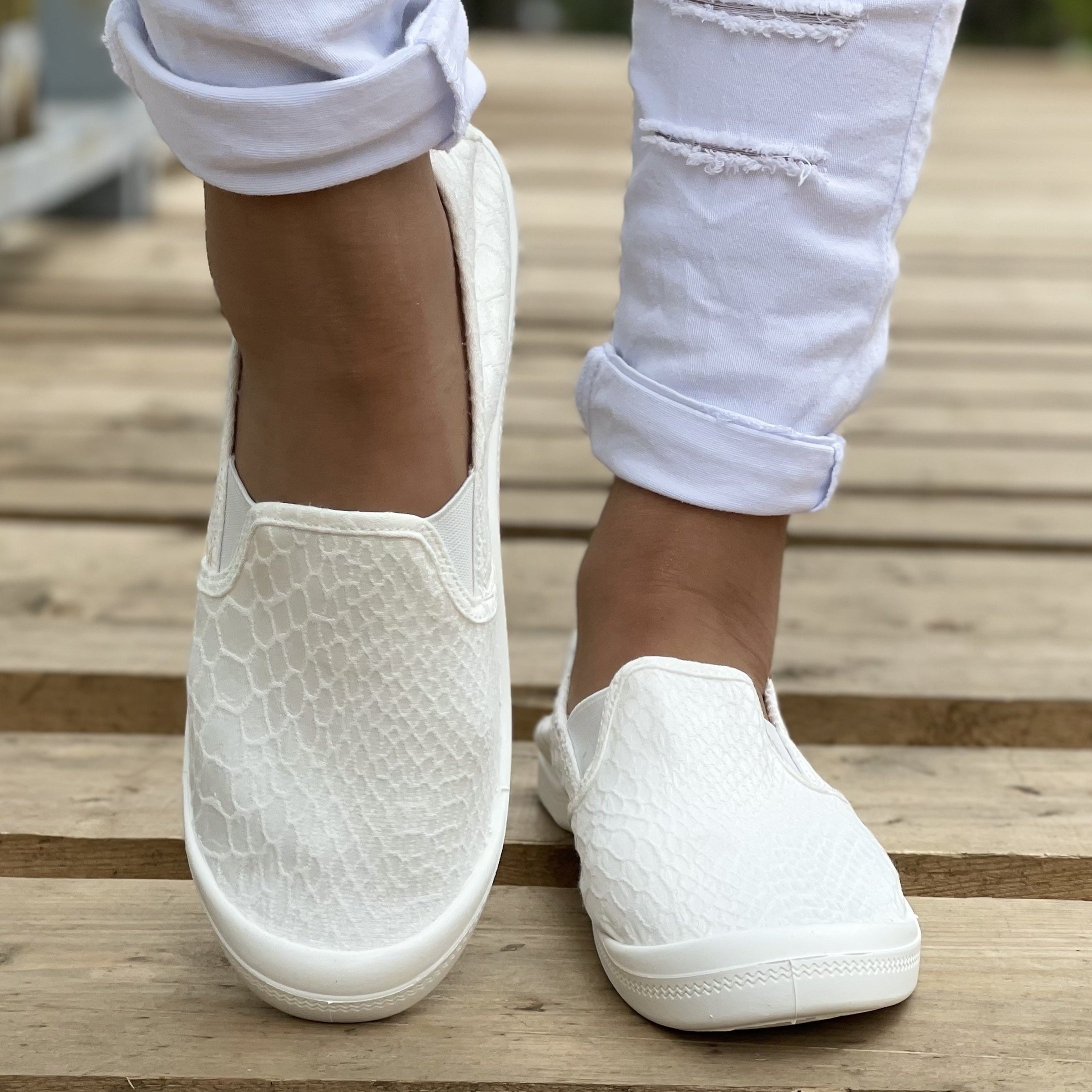 Flat Canvas Shoes Snakeskin Slip On Loafers Casual Walking Shoes
