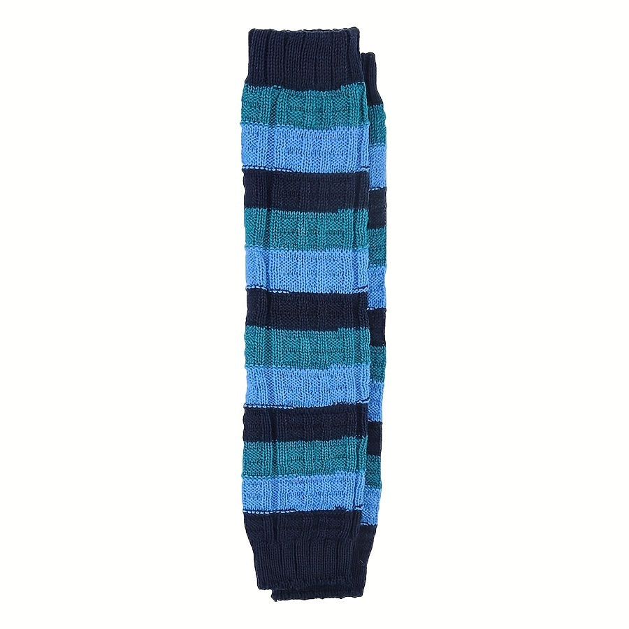 Striped Knitted Leg Warmers Warm Colorblock Knee High Socks