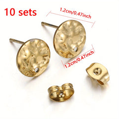 10pcs Stainless Steel Ear Stud Earring Back Set DIY Earring Making