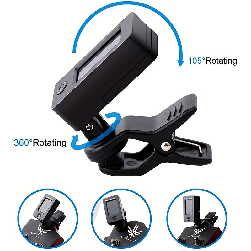Clip On Digital Electronic Guitar Tuner Bass Ukulele Violin Mandolin Banjo