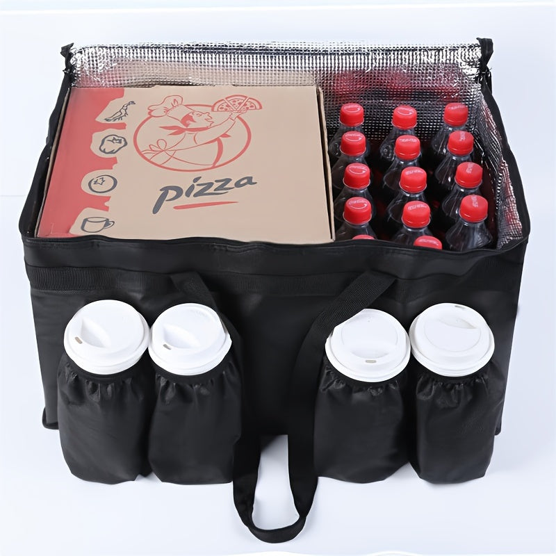 Large Insulated Food Transport Bag with Cup Holder and Beverage Bag