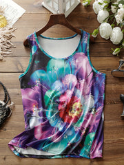  Floral Print Round Neck Tank Top