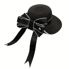 Cute Bowknot Sun Hat UV Protection Beach Straw Hat for Women