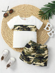 2pcs Boys Camo Cotton T shirt & Shorts Baby Summer Clothing