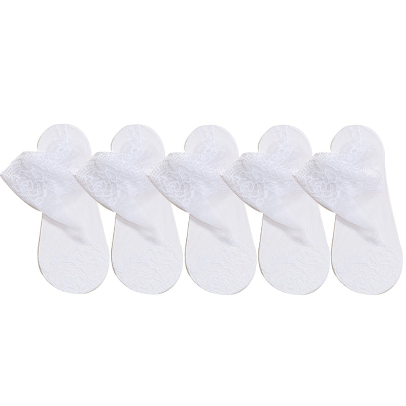 5 Pairs Floral Lace Short Socks Lightweight Stockings & Hosiery