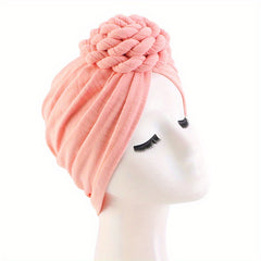 Braided Knotted Turban Cap Head Wrap Bandana Stretchy Beanie Hat