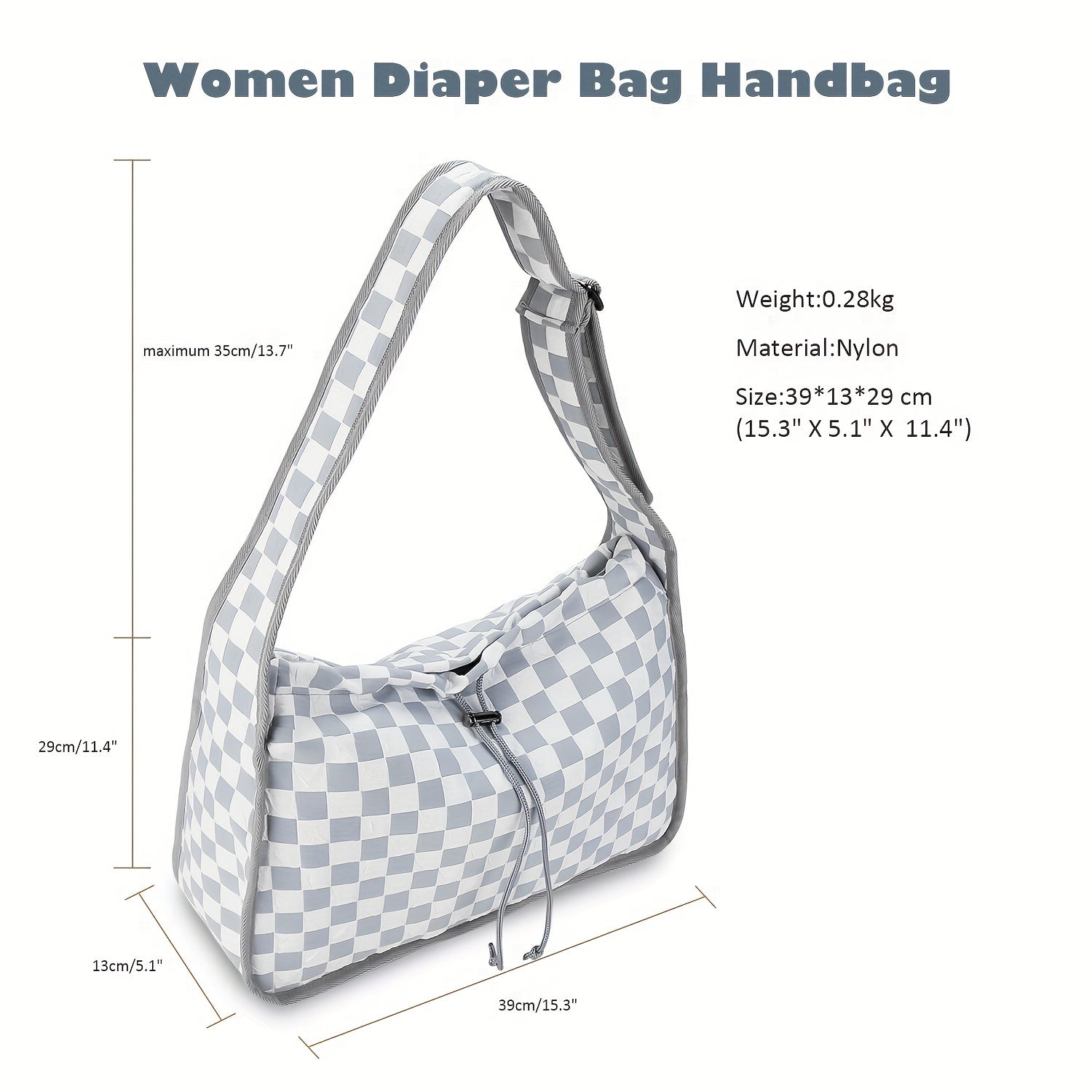 Waterproof Nylon Diaper Bag Plaid Large Capacity Mommy Bag