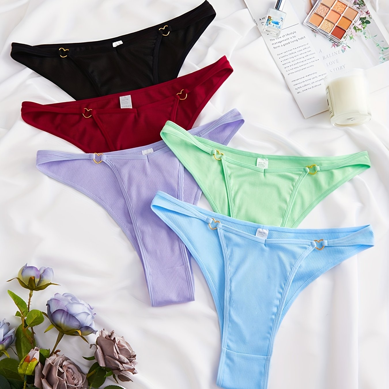 5 Pack Plus Size Romantic Panties Set