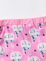 3pcs Toddler Girls Fish Scales & Rabbits Flowers Elastic Waist Track Shorts