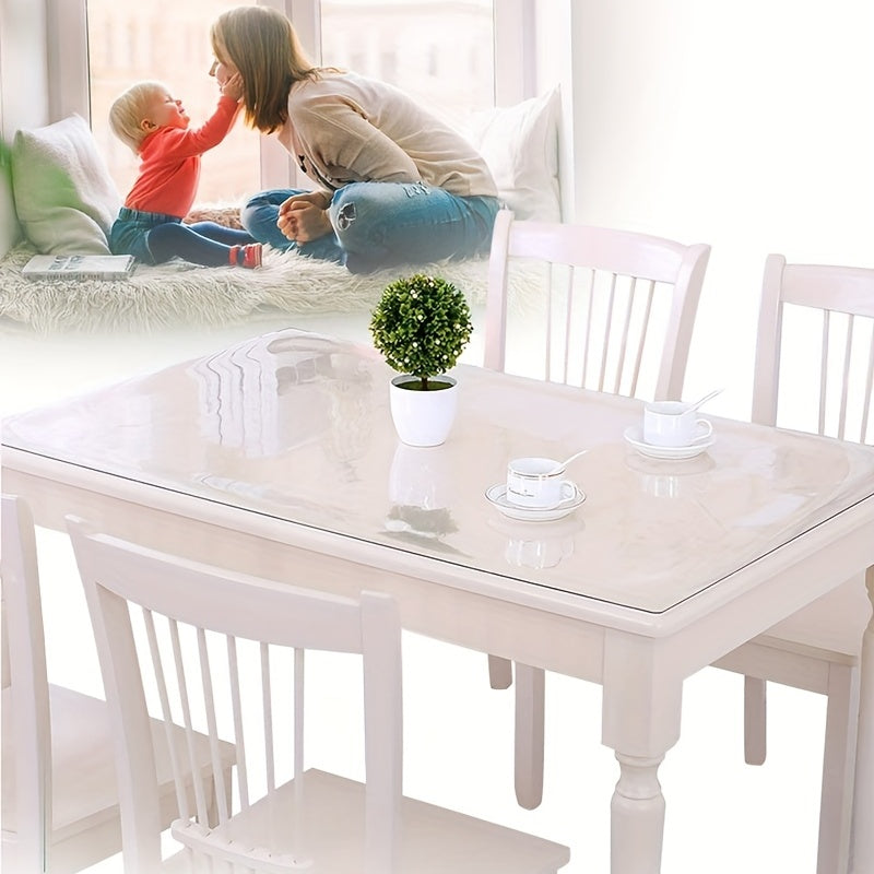 Polyester Square Tablecloth Desk Mat Clear PVC Table Cover