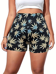  Butterfly Print High Rise Skinny Shorts