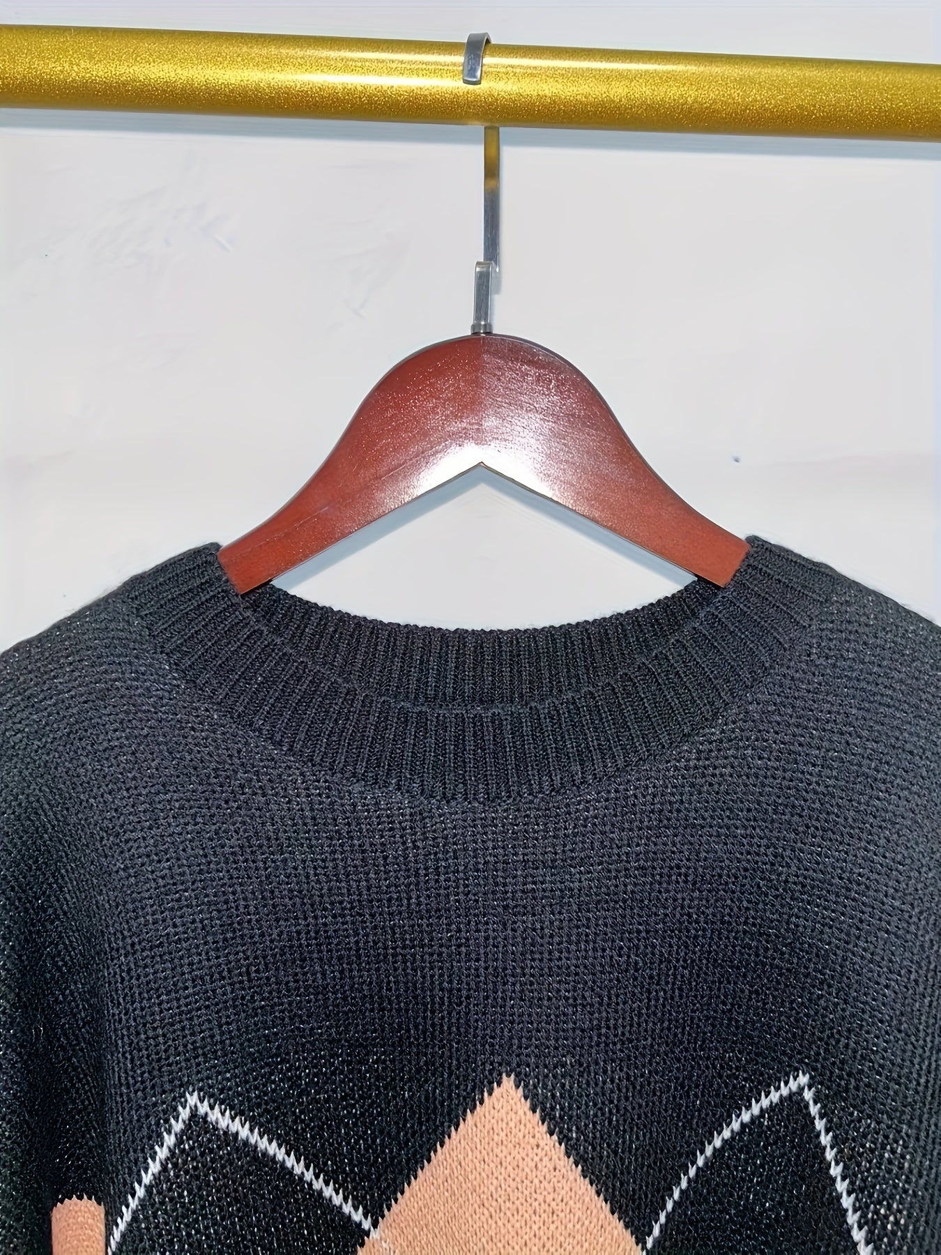 Argyle Pattern Round Neck Sweater Women's