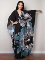 Floral Print Kaftan Dress V Neck Beach Vacation Dress For Spring & Summer