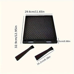 Cast Iron Pizza Pan With Removable Handle Double Sided BBQ Frying Pan