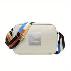 Litchi Embossed Shoulder Bag Colorful Strap Small Purse Women's Handbag
