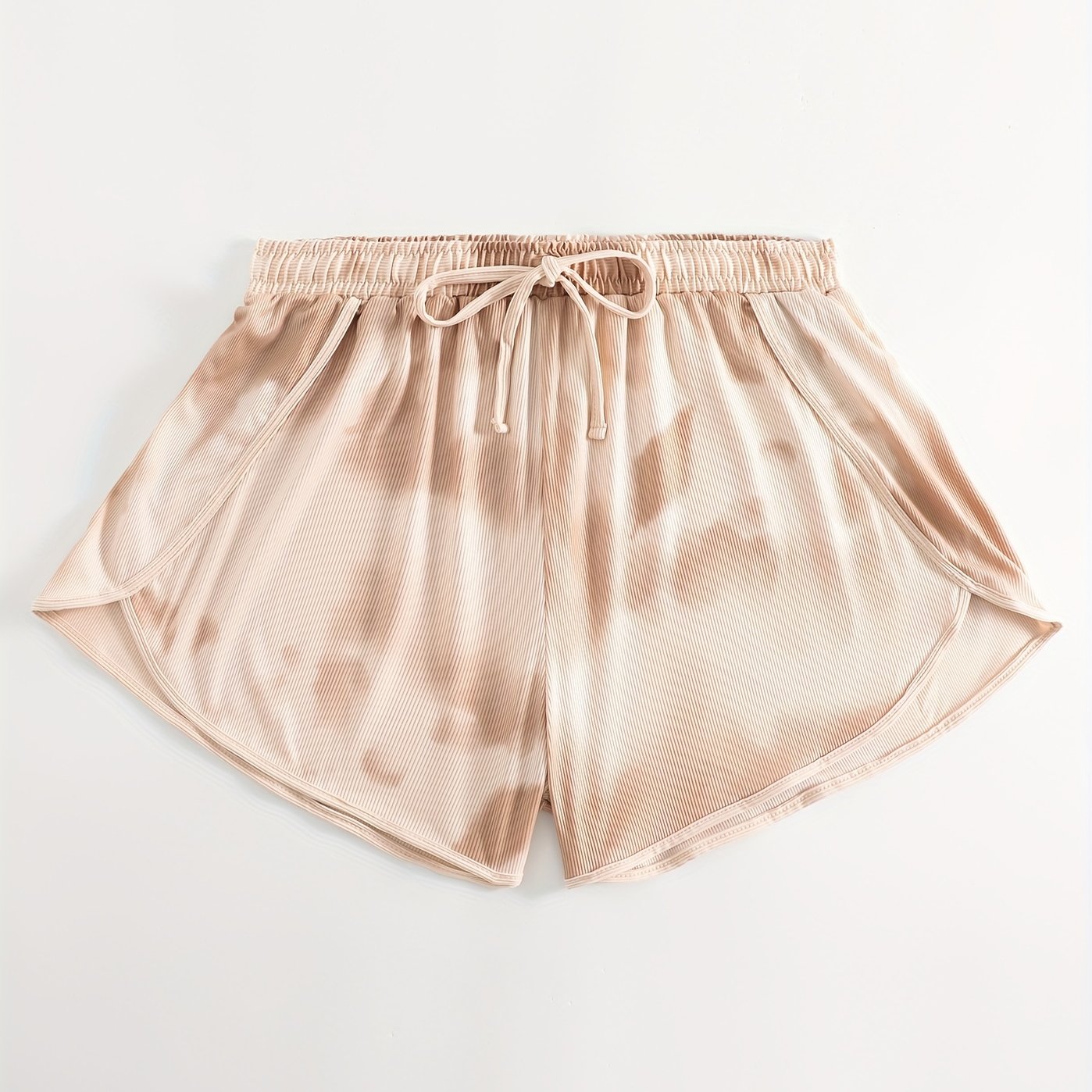  Casual Shorts Women's Plus Ribbed Drawstring Stretch Shorts
