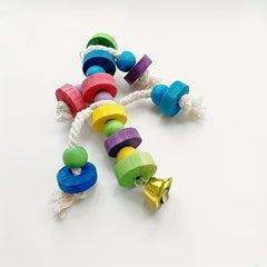 Small Parrot Toys Rope Circles and Wooden Blocks for Fun and Exercise