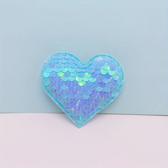 Sequins Heart Shaped Cloth Stickers for Baby Girls