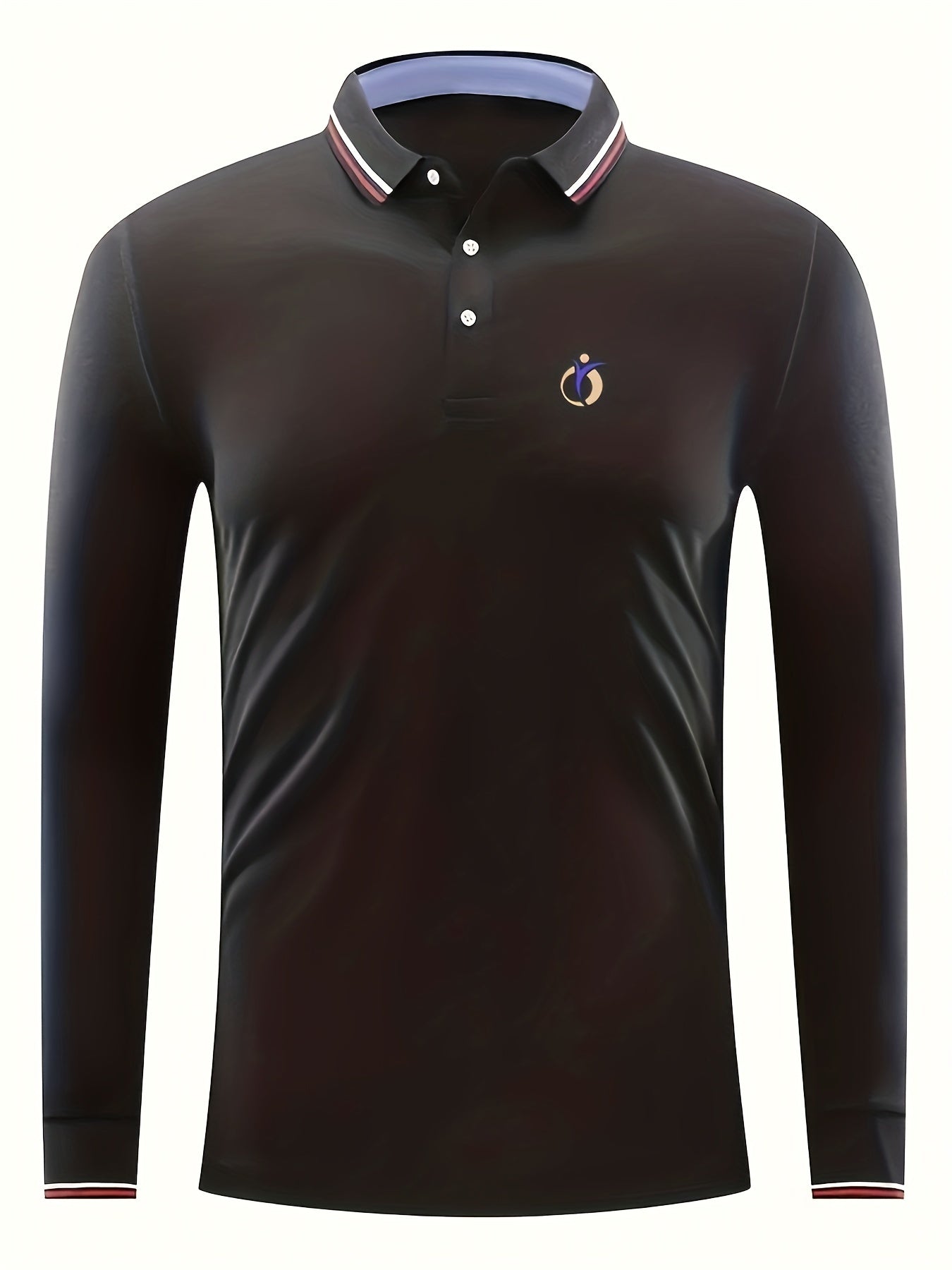 Men's Print Polo Shirt Casual Button Up Long Sleeve Shirt