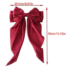 Large Silky Hair Bows For Women Girls Ribbon Barrettes Big Hair Bow