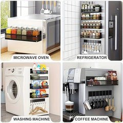 Magnetic Shelves With Hooks for Home Kitchens - Storage Racks