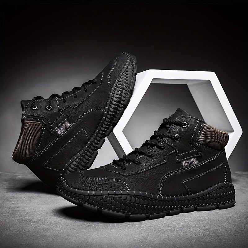 Men's Casual Stitch Solid Low Top Lace-up Boots