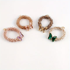 4pcs Butterfly Crystal Hair Ties Dual-purpose Hair Accessories