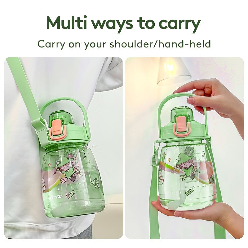 NRMEI Large Water Bottle with Straw for Outdoor Activities