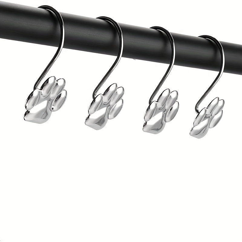 12pcs Paw Print Shower Curtain Hooks - Rust Proof and Fashionable