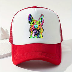 Y2K Rainbow Wolf Baseball Cap Mesh Trucker Dad Hat for Women