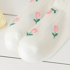 5 Pairs Floral & Bunny Print Women's Stockings