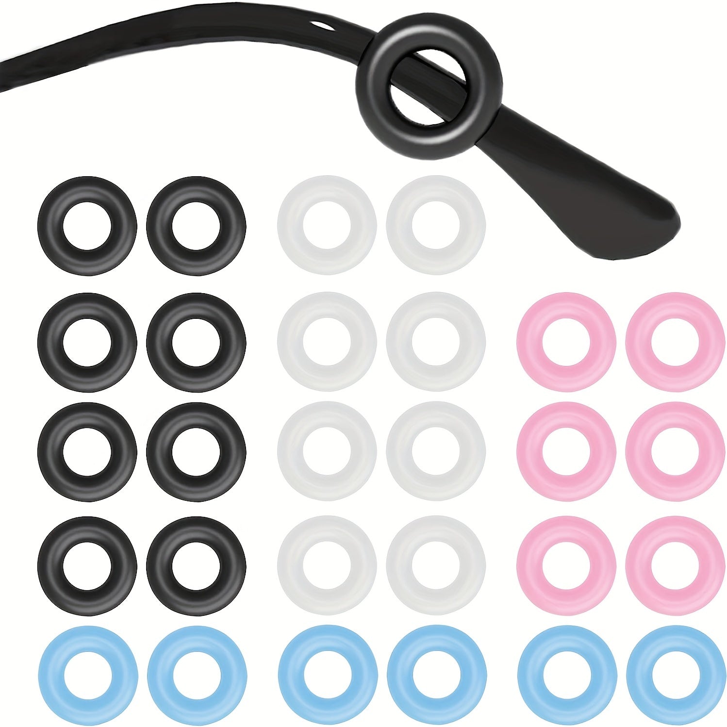 14 Pairs Silicone Eyeglass Ear Grips Anti-Slip Comfort Clear Pink