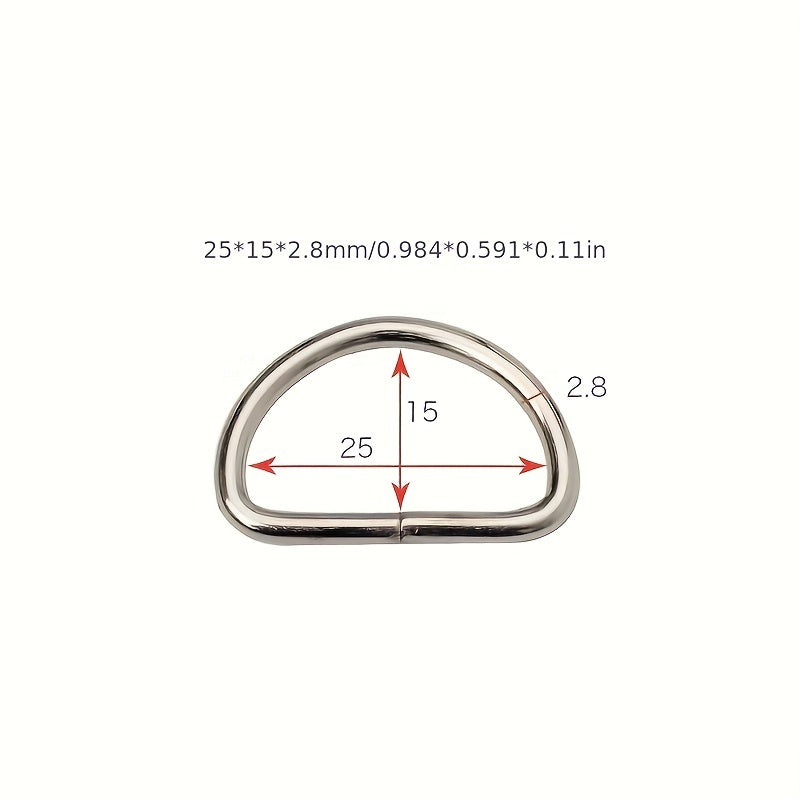100pcs DIY Clothing Metal D-ring Accessories Silver D Buckle