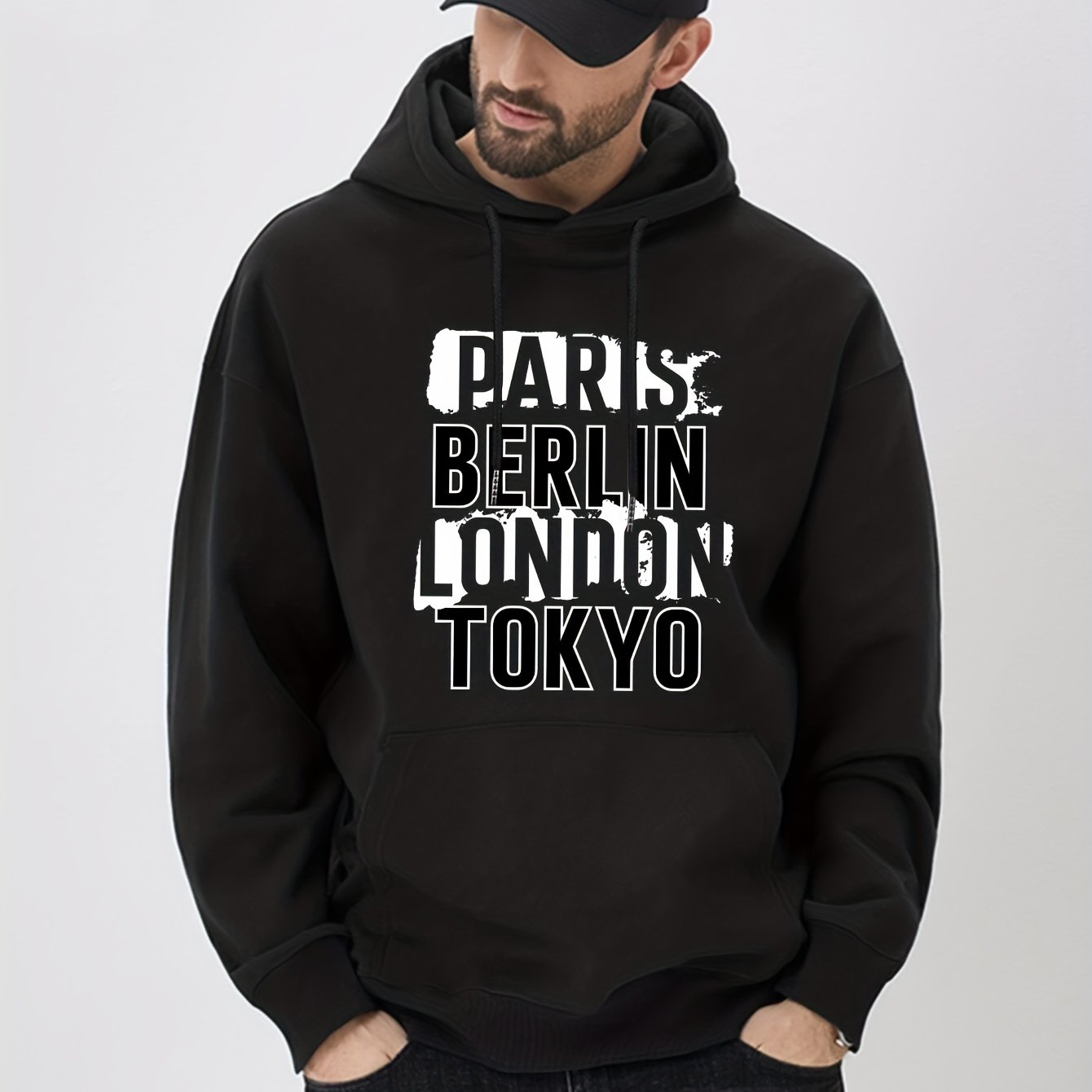 Big City Name Print Hoodie for Men