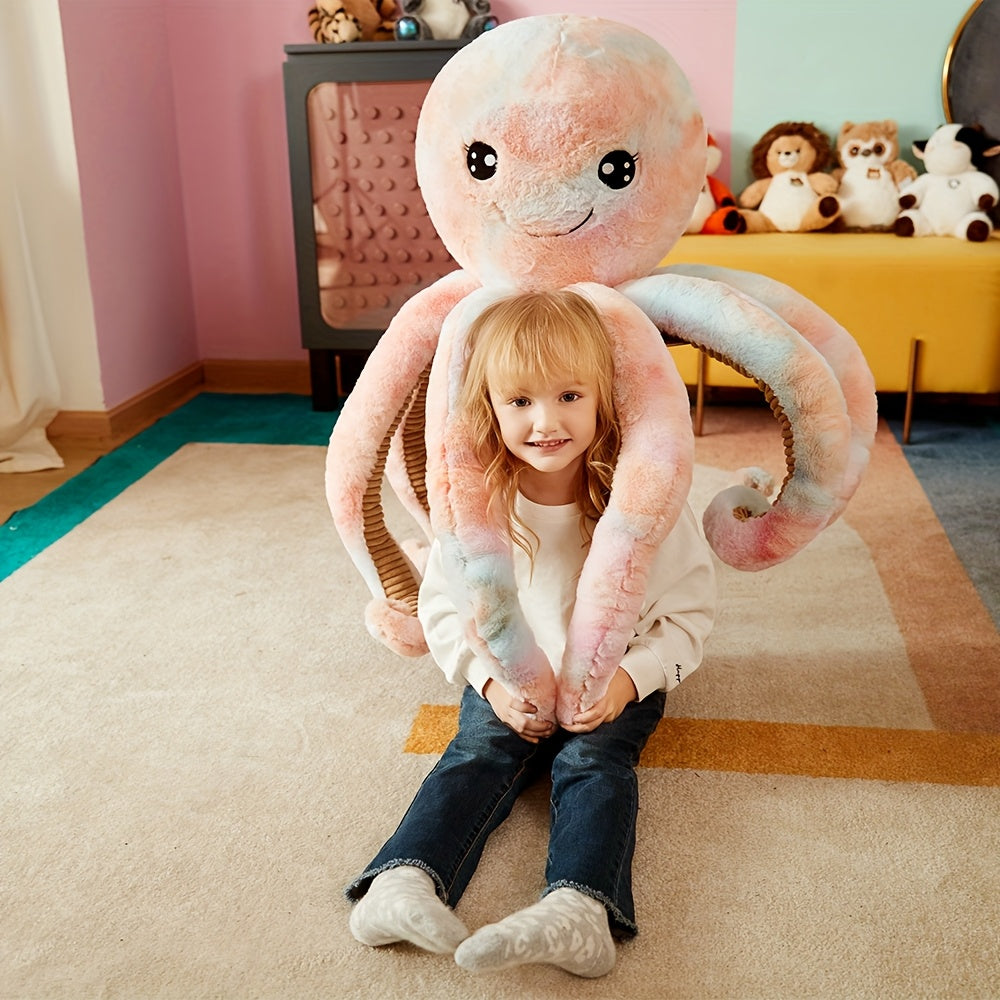 IKASA Giant Octopus Plush Toy 30in Soft Stuffed Animal - Pink & Beige Tentacles